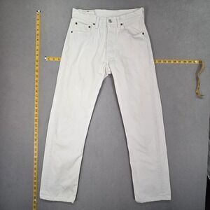 Vintage Levis 501 Jeans Mens White Straight Button Fly made USA 90s Fits 26x28